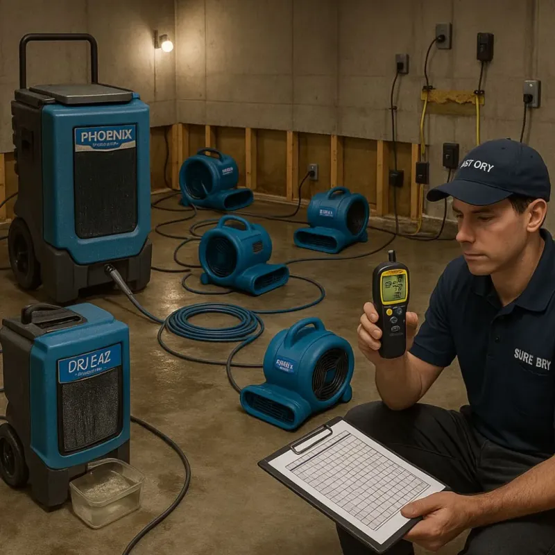 Structural Drying and Dehumidification process in Dennison, OH